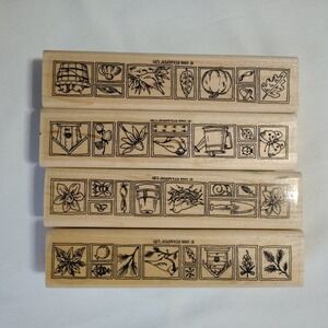 Stampin‎ Up Wood Stamps Natures Seasonal Borders 1998 Set of 4 complete
